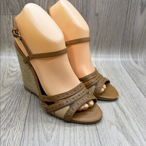 Burberry Tan Wedge Sandals